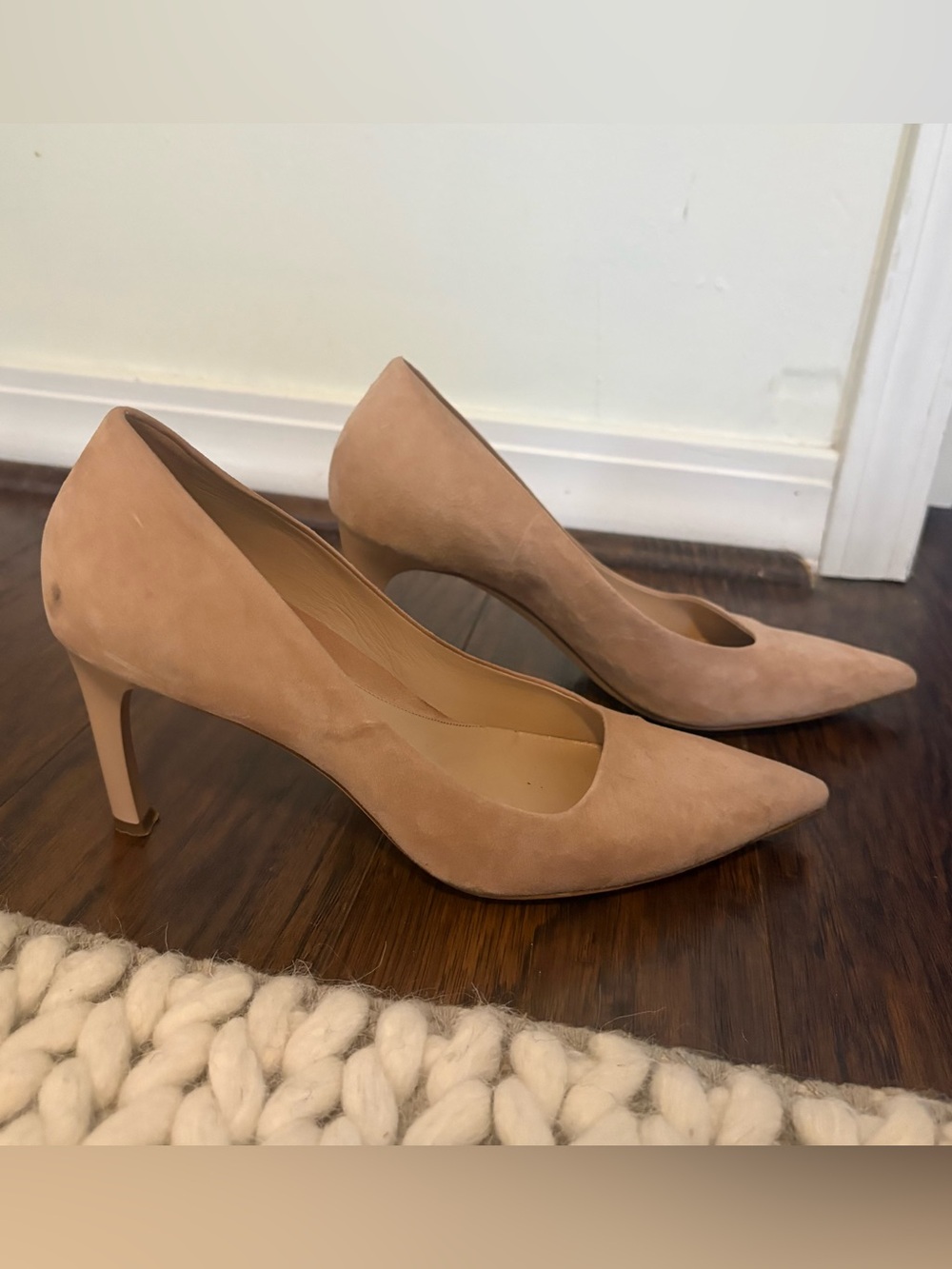 MM Lafleur Classic Pointed-Toe Nude Suede Pumps